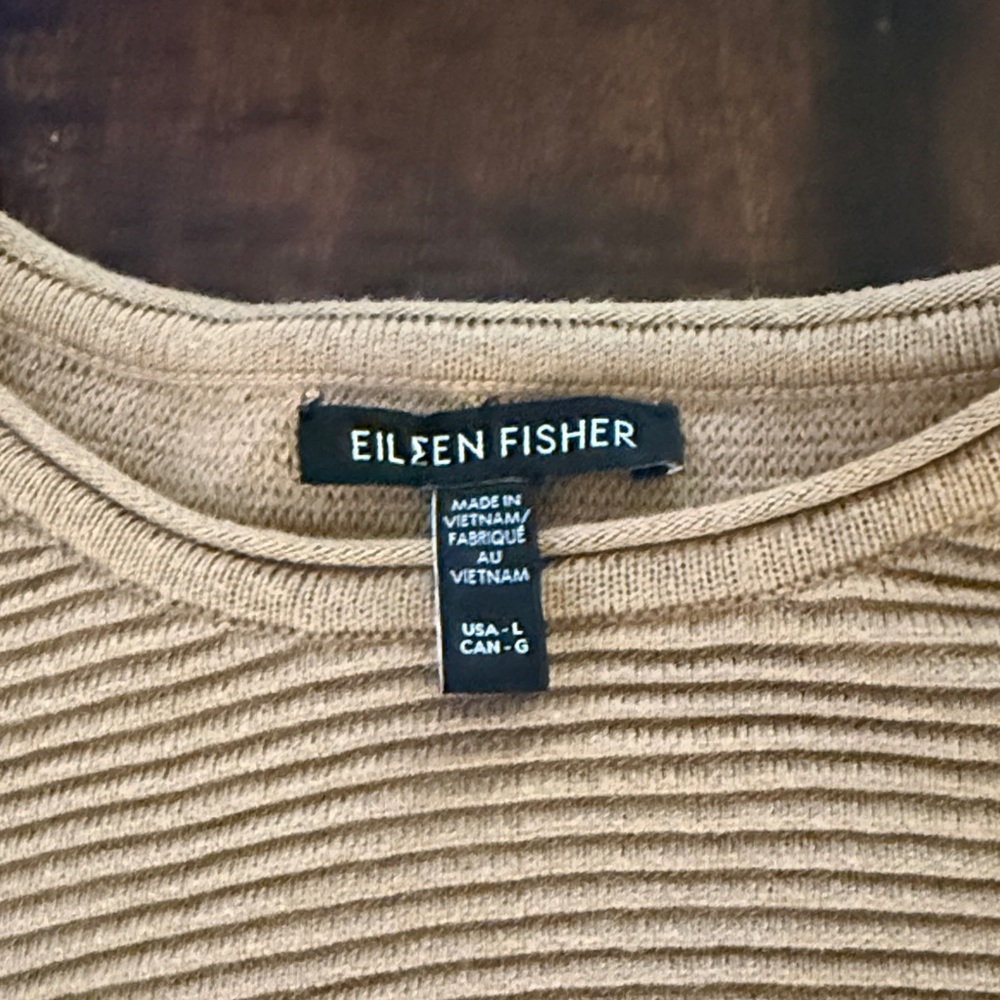 Eileen Fisher Ribbed Tunic Large Tan Sweater - Picture 2 of 5